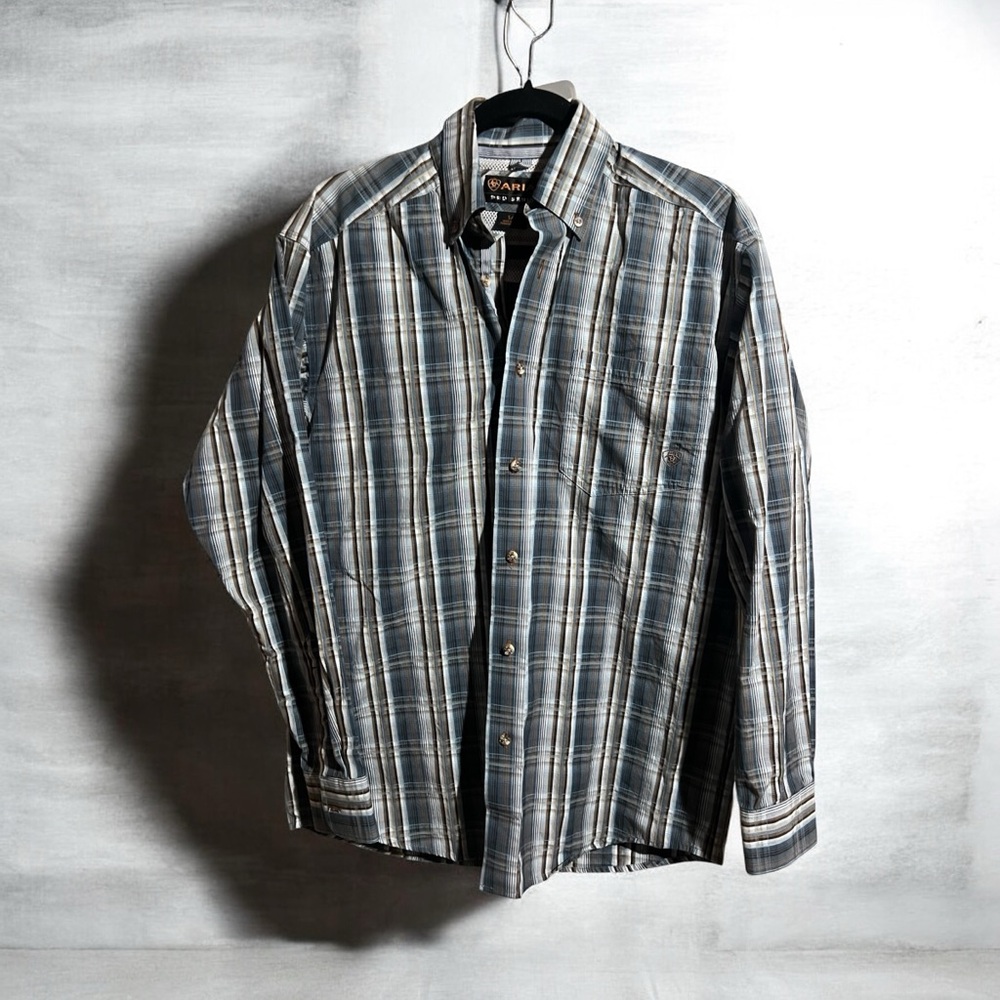 Ariat Men's Plaid Shirt in Blue and Gray